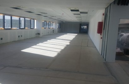 Detalle de una pared de Pladur con acabado antibacteriano en un hospital