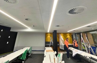 Instalación de Pladur en una sala de juegos