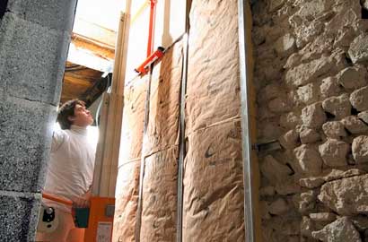 Detalle de aislamiento acústico y térmico con Pladur